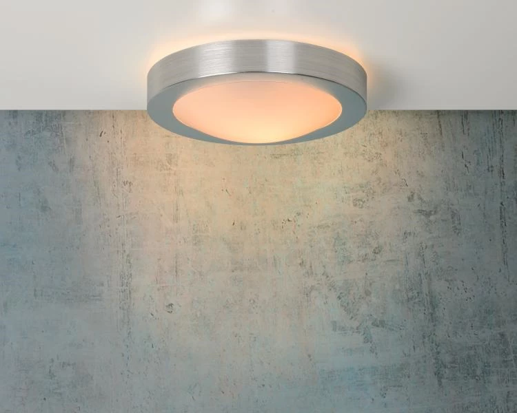 Lucide FRESH - Flush ceiling light Bathroom - Ø 27 cm - 1xE27 - IP44 - Satin Chrome - ambiance 2